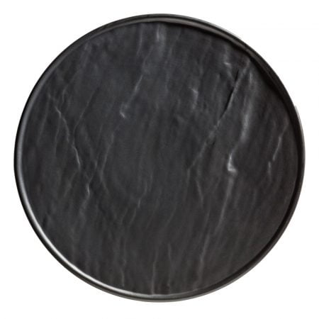 SDS 005 SCHIEFERDESIGN Porcelain Plate 25 cm round ''Slate Design'' black